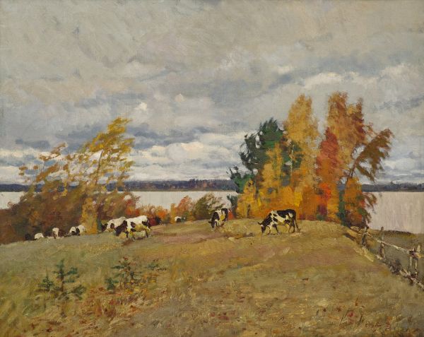 Пейзаж с коровами.